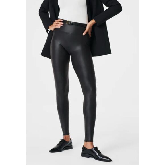Spanx Pants - Spanx Faux Leather High Rise Leggings Black Women's Large Pull-on Large